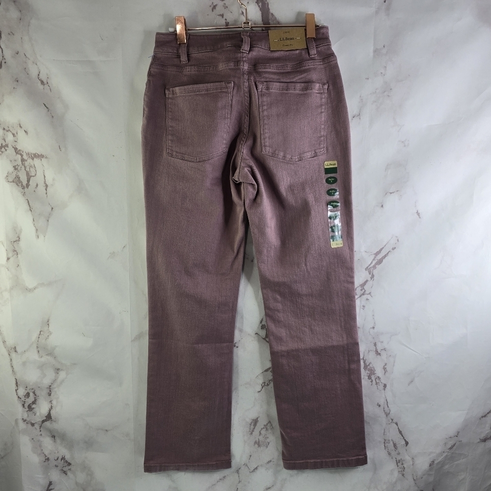 LL Bean Jeans Womens 2 Petite Short Purple True Shape Straight Smokey Mauve